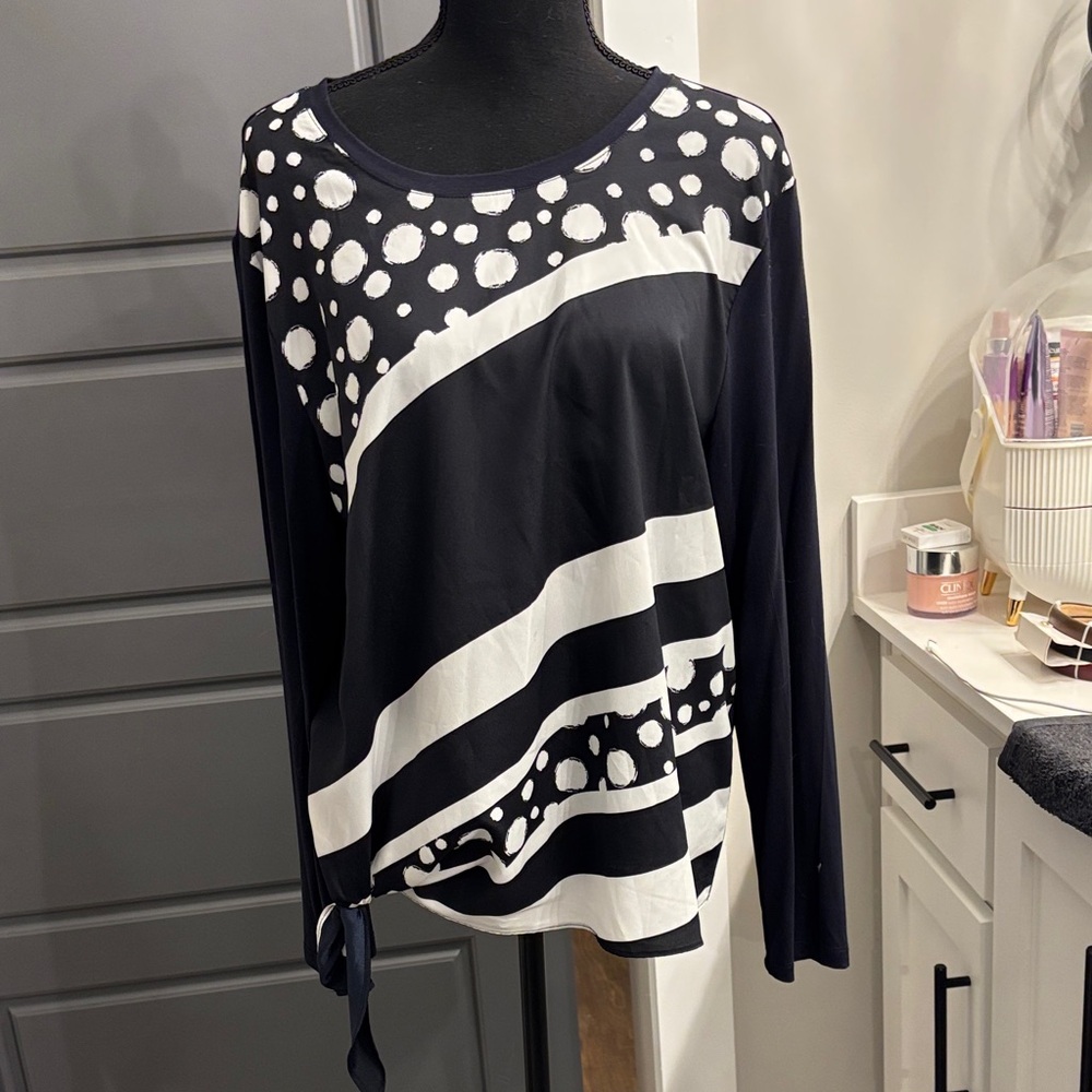 Blue and White Polka Dot Women's Top